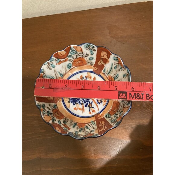 Vintage Japanese Imari Bowl Porcelain Round Scalloped Edges Pedestal 6" x 2.5" - Picture 13 of 15